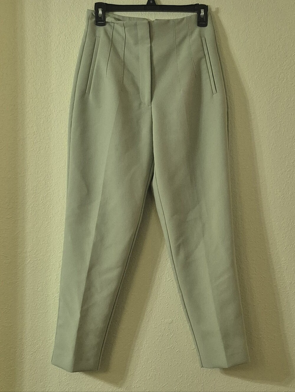 Zara Light Sage High-Waist Tailored Pants